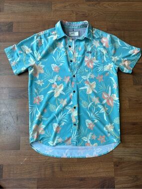 Jetty Teal Floral Short-Sleeve Button-Down Shirt